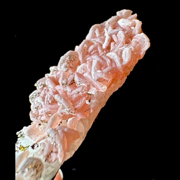 Rhodochrosite on Quartz with Pyrite Wuzhou 6.0 cm — alternate view