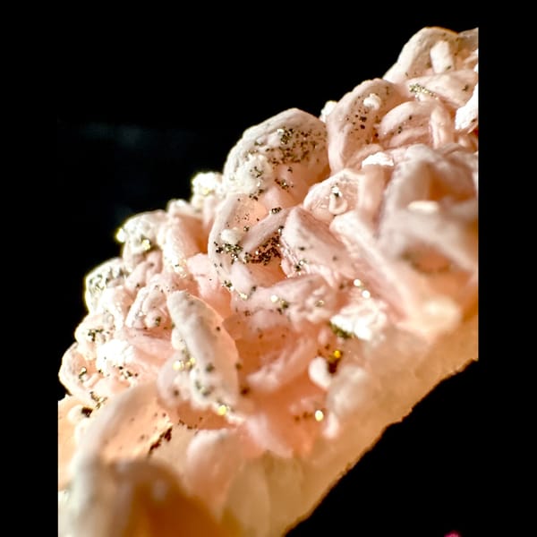 Rhodochrosite on Quartz with Pyrite Wuzhou 6.0 cm — alternate view
