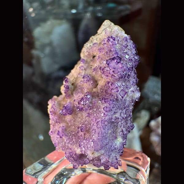 Purple Fluorite on Calcite Base Guizhou 7.0 cm — complete view