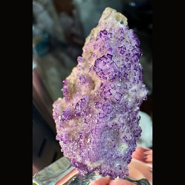 Purple Fluorite on Calcite Base Guizhou 7.0 cm — alternate view