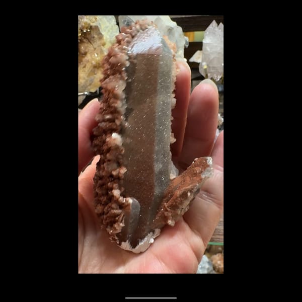Quartz with Red Clay Calcite Inner Mongolia 9.5 cm — complete view