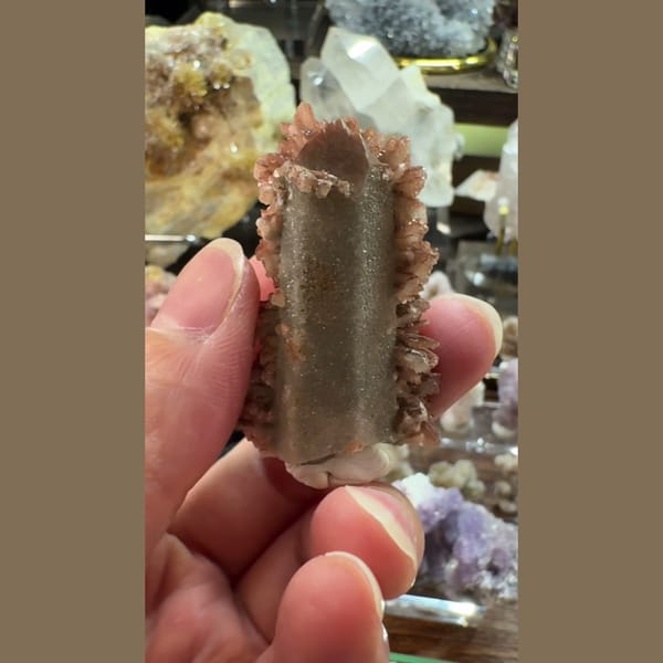 Quartz Half-Coated with Calcite Inner Mongolia 4.5 cm — detail view