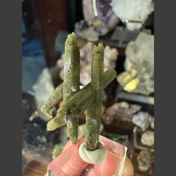 Green Phantom Quartz Crossed Crystals Pakistan 3.0 cm — alternate view