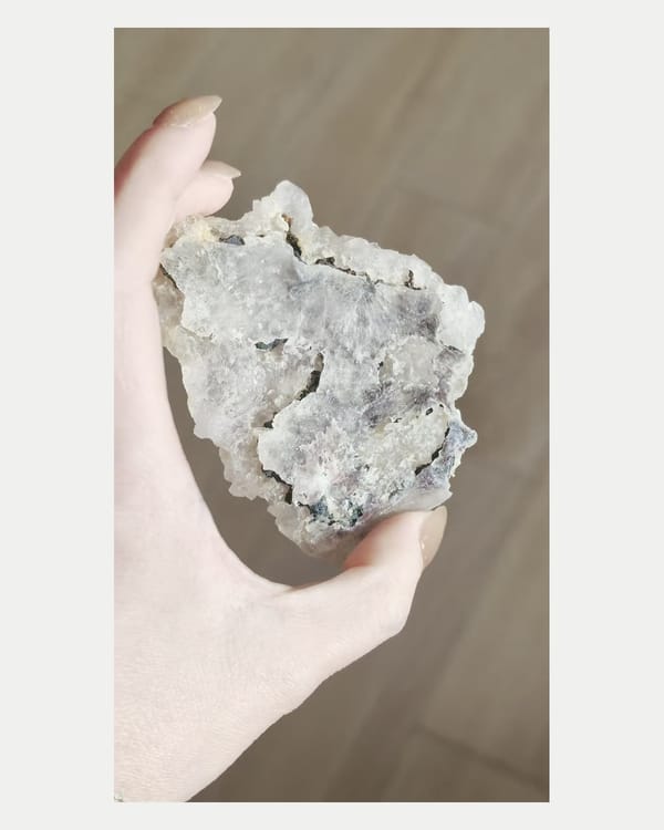 Complete reverse view of white phantom quartz cluster