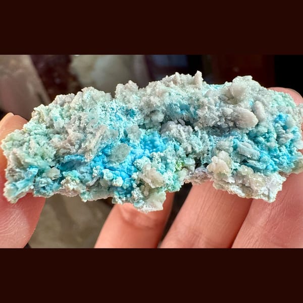 Blue-White Gibbsite with Creedite 6.0 cm — complete view