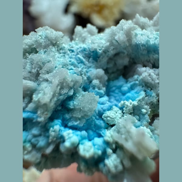 Blue-White Gibbsite with Creedite 6.0 cm — alternate view