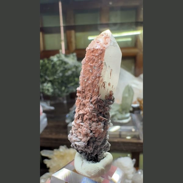 Pink-Skin Quartz with Specularite and Calcite Inner Mongolia 4.5 cm — alternate view