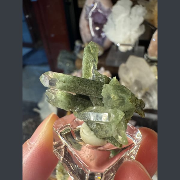 Green Phantom Quartz Cluster Pakistan 3.3 cm — complete view
