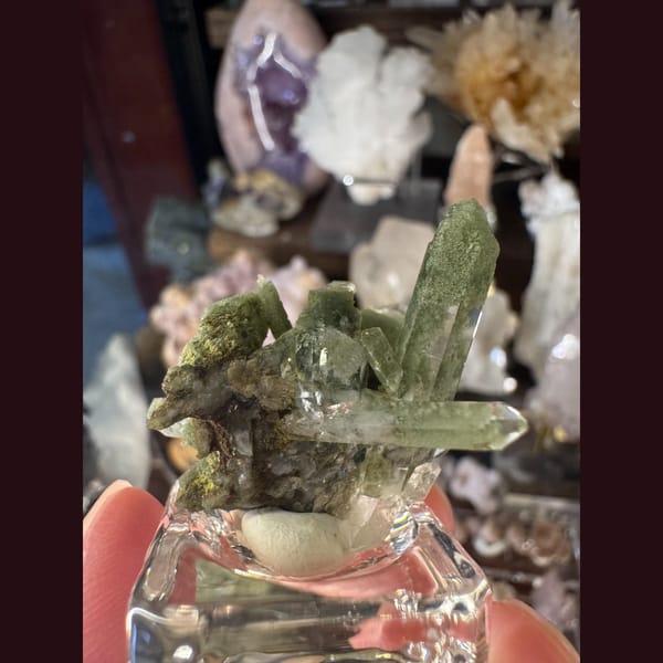Green Phantom Quartz Cluster Pakistan 3.3 cm — detail view