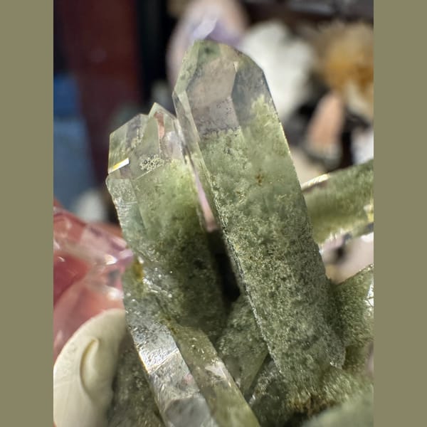Green Phantom Quartz Cluster Pakistan 3.3 cm — detail view