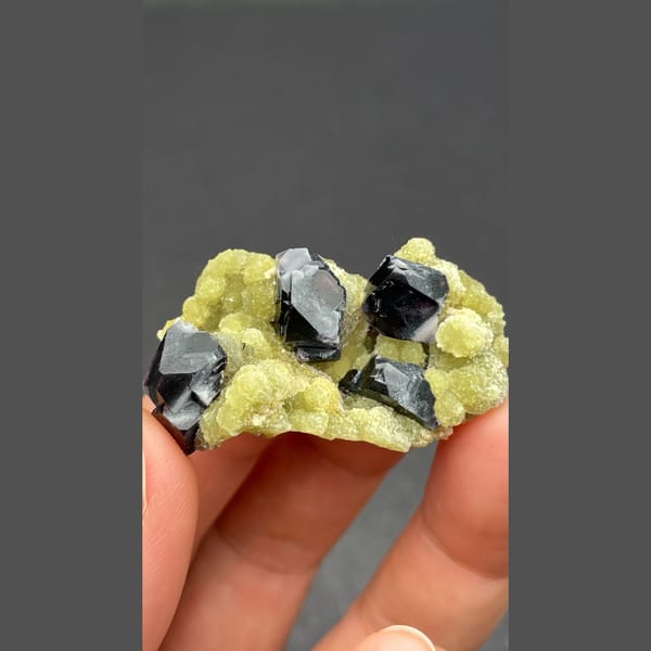 Dark fluorite cubes on pale mica from Inner Mongolia — alternate view