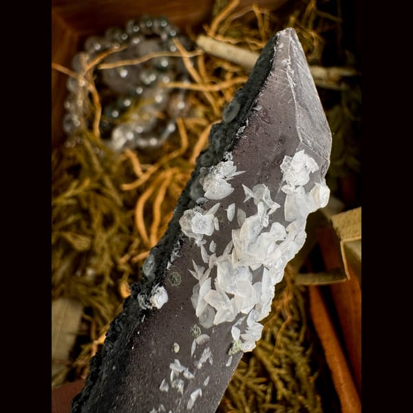Quartz Point with Calcite Petals Inner Mongolia 13.0 cm — detail view