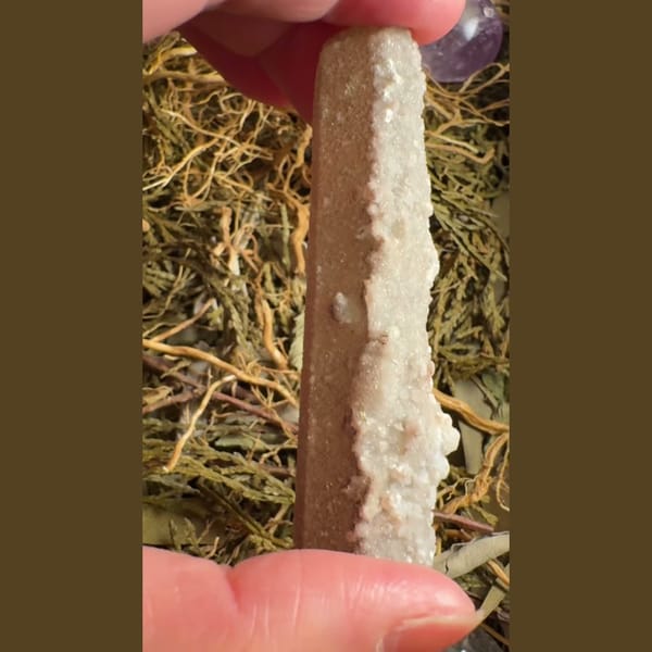 Long Quartz Crystal with Calcite Inner Mongolia 10.0 cm — detail view