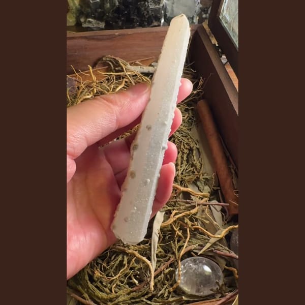 Long Quartz with Calcite Coating Inner Mongolia 12.0 cm — complete view