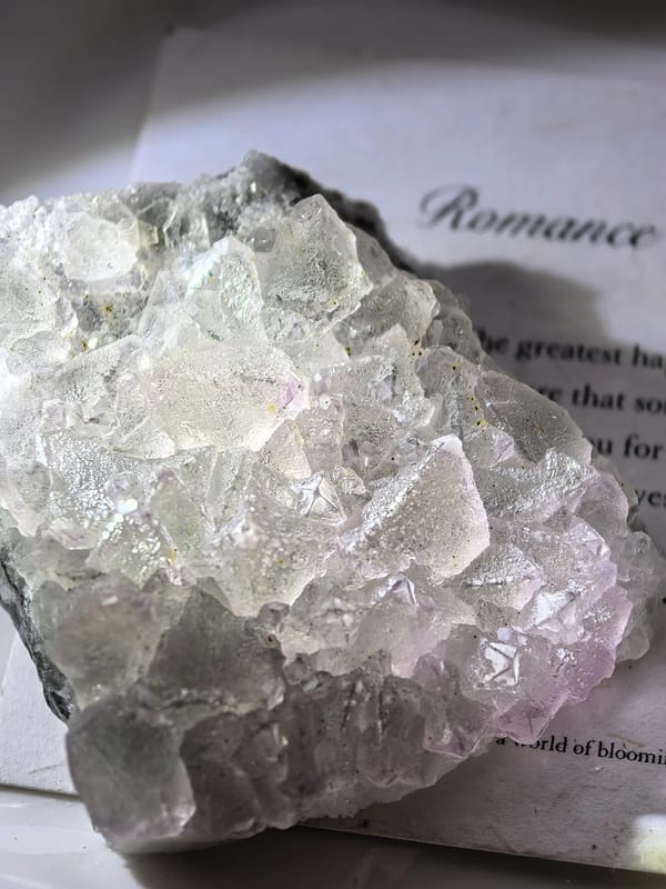 Pale Pink Octahedral Fluorite with Purple Edges — Zhejiang — individual mineral specimen view 1