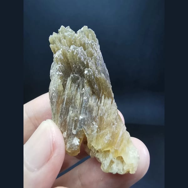 Acicular amber calcite cluster — complete view