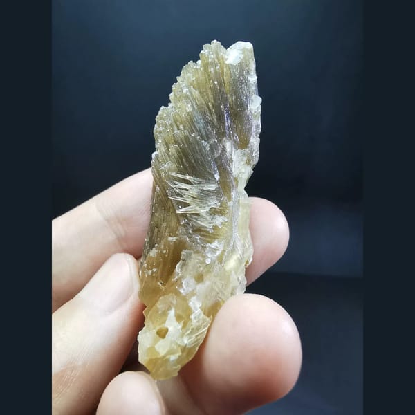 Acicular amber calcite cluster — alternate view