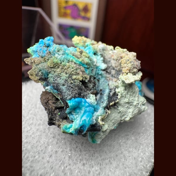 Blue-Green Gibbsite with Gypsum 3.5 cm — alternate view