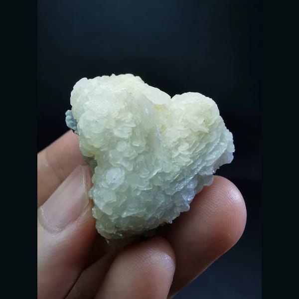 Yellow and white calcite cluster — complete view