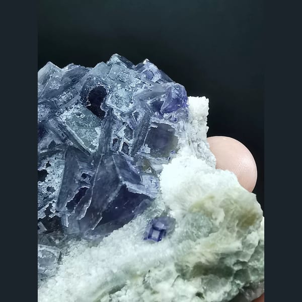 Etched purple fluorite cluster from Jinshan, Chifeng — alternate view