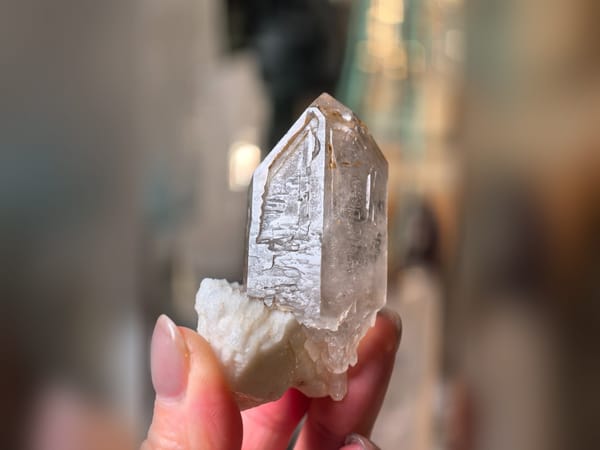 Pakistan Skeletal Quartz with Albite 55 g, Elestial Feldspar Mineral Specimen — complete view