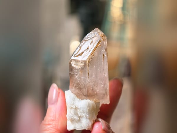 Pakistan Skeletal Quartz with Albite 55 g, Elestial Feldspar Mineral Specimen — alternate view