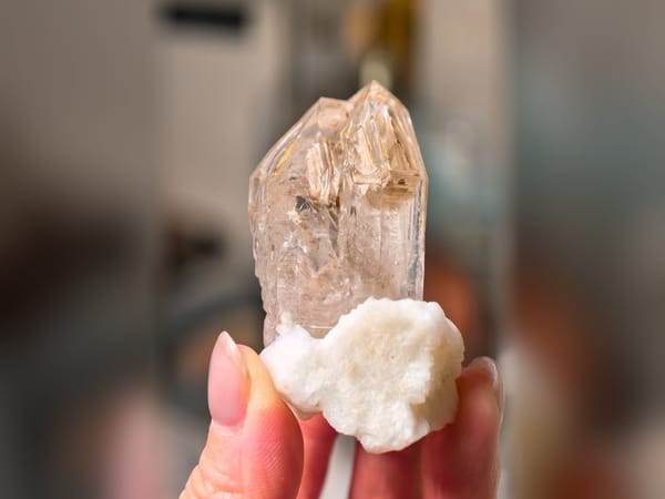 Pakistan Skeletal Quartz with Albite 55 g, Elestial Feldspar Mineral Specimen — alternate view