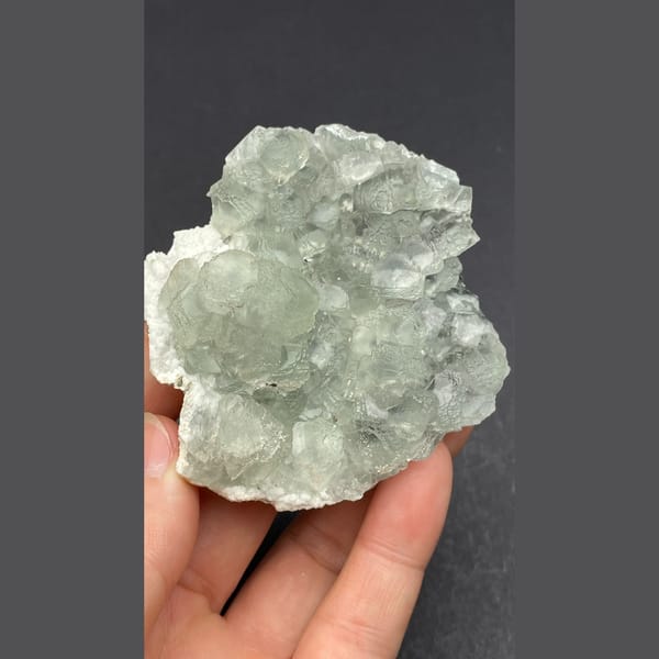 Pale green fluorite on white quartz from Guangdong — alternate view