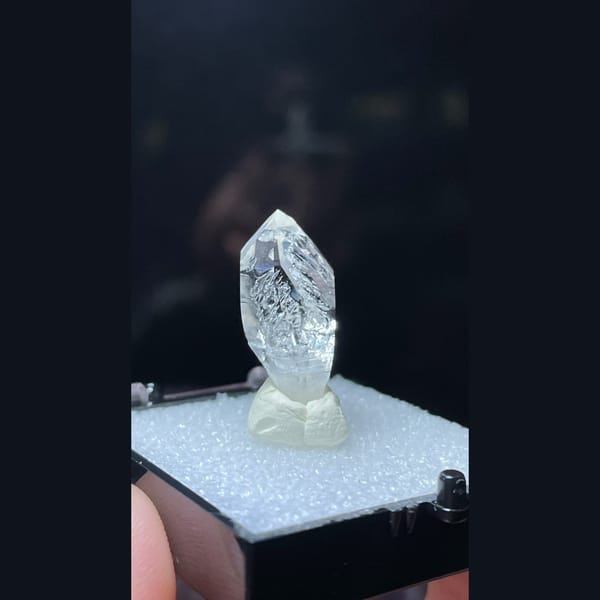 Clear quartz point with inclusion from Pakistan — detail view