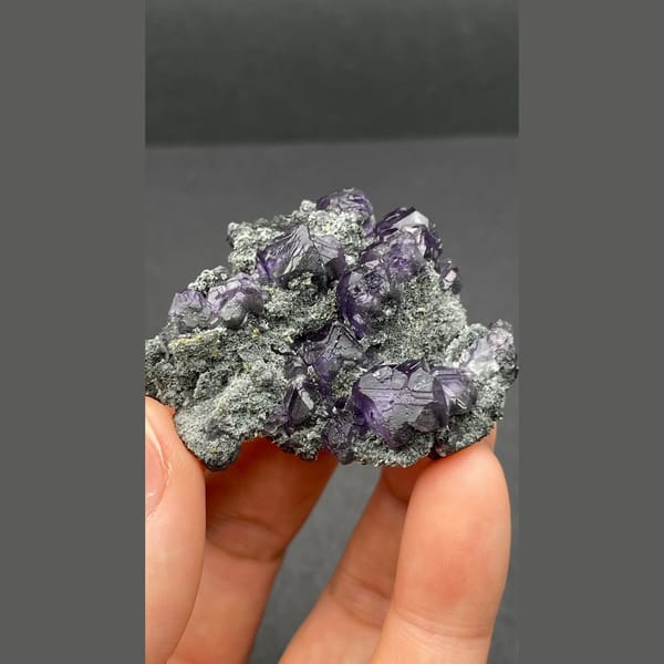 Deep violet blue triangular fluorite from Fujian — alternate view