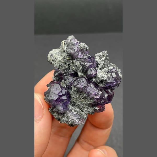 Deep violet blue triangular fluorite from Fujian — alternate view