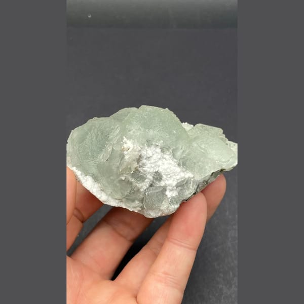 Pale green fluorite plate on quartz from Guangdong — alternate view