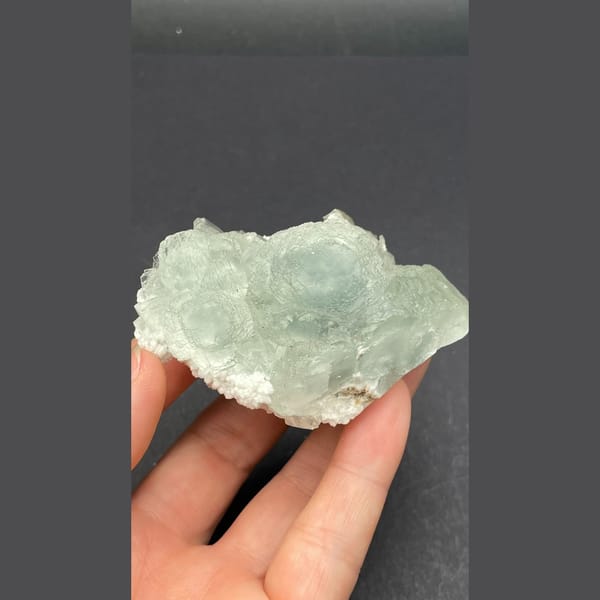 Pale green fluorite plate on quartz from Guangdong — alternate view