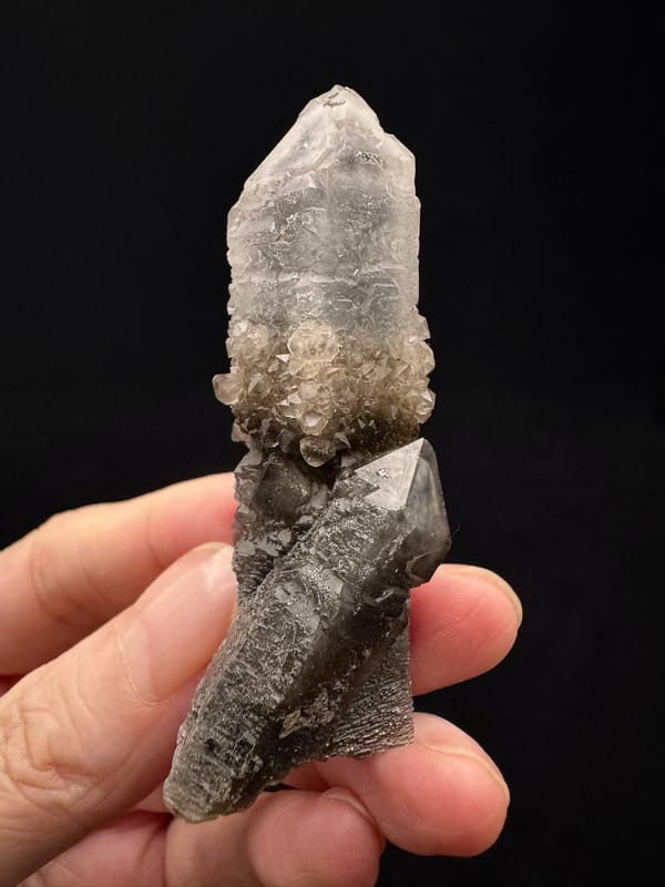 Smoky Quartz with Secondary Growth — Inner Mongolia — rear profile