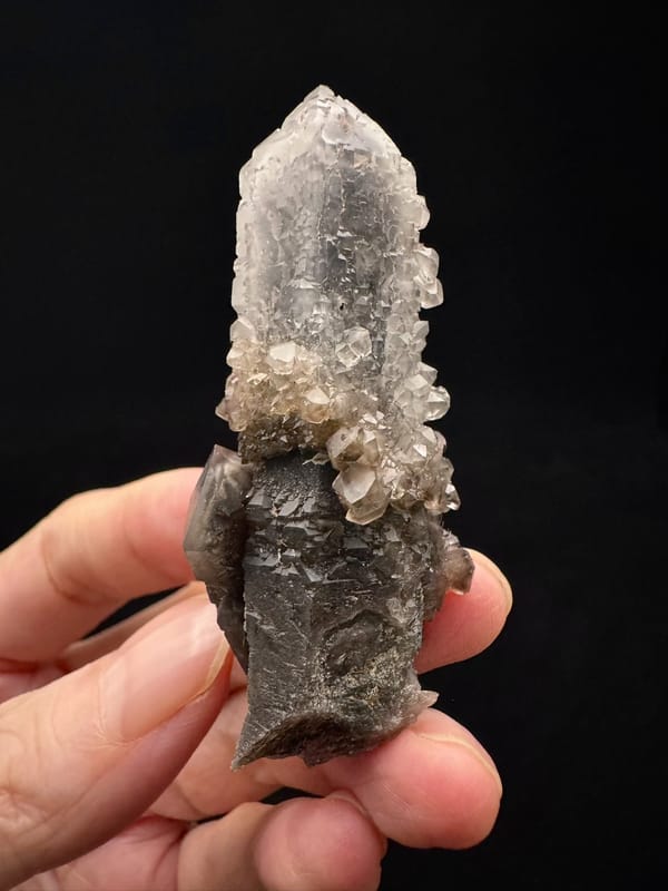 Smoky Quartz with Secondary Growth — Inner Mongolia — oblique profile