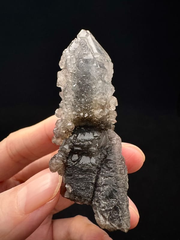 Smoky Quartz with Secondary Growth — Inner Mongolia — side profile