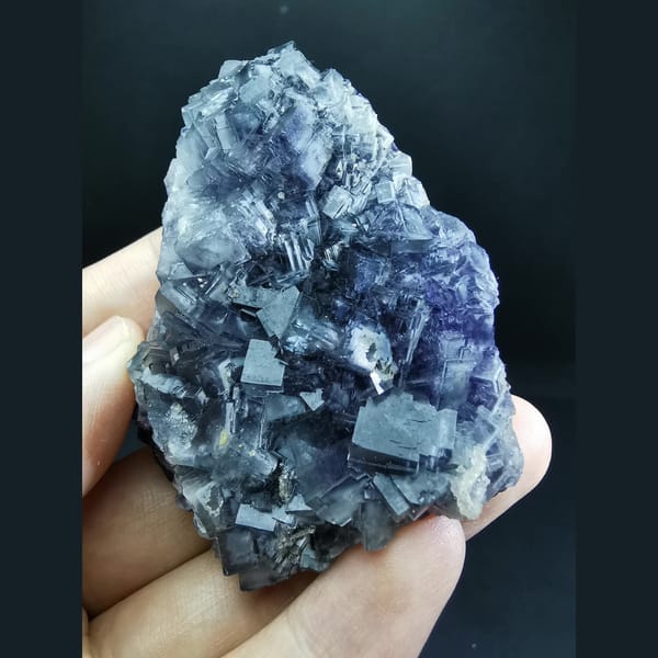 White-framed stepped purple fluorite from Jinshan, Chifeng — complete view