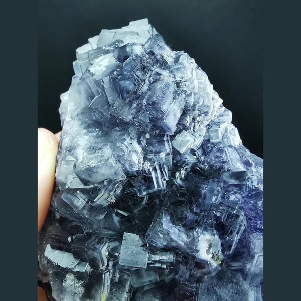 White-framed stepped purple fluorite from Jinshan, Chifeng — alternate view