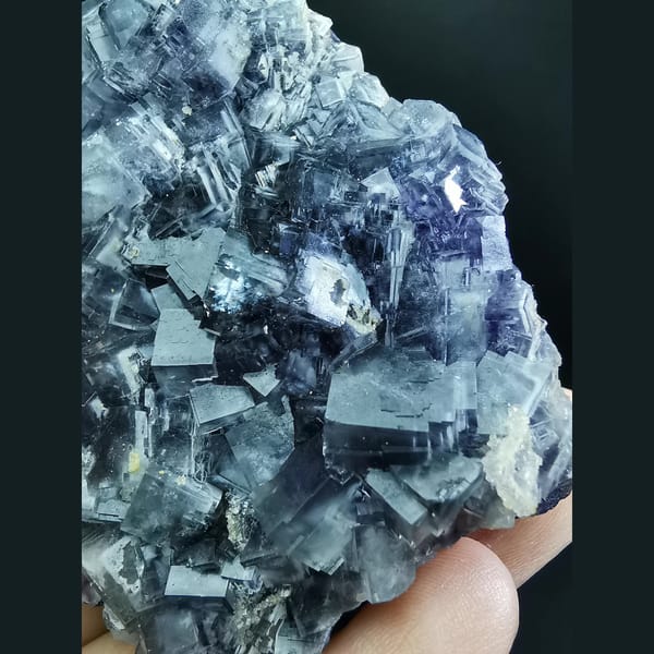 White-framed stepped purple fluorite from Jinshan, Chifeng — alternate view