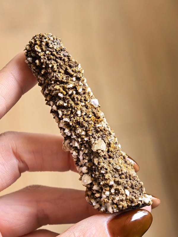 Yellow Calcite Coated Quartz Wand — Inner Mongolia — individual mineral specimen view 1