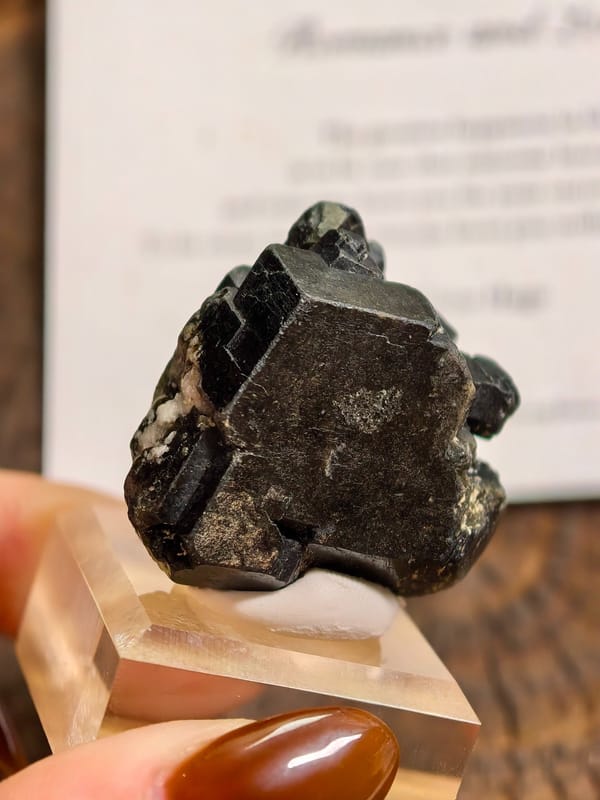 Black Garnet Crystal with Green Translucence — Canada — individual mineral specimen view 1