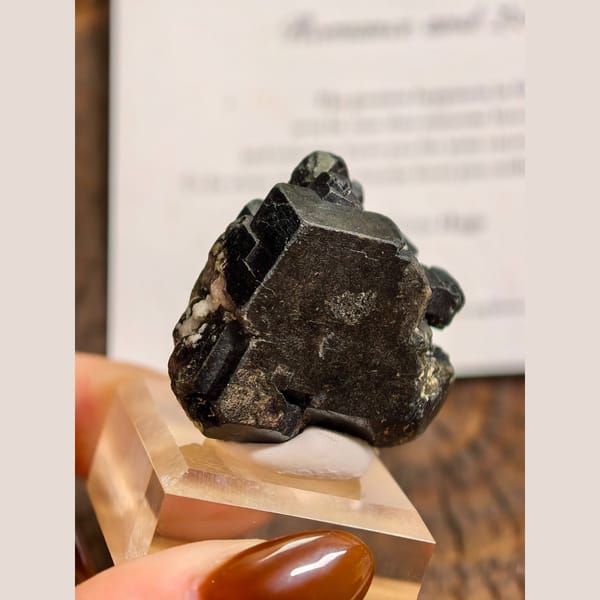 Black Garnet Crystal with Green Translucence — Canada - complete view