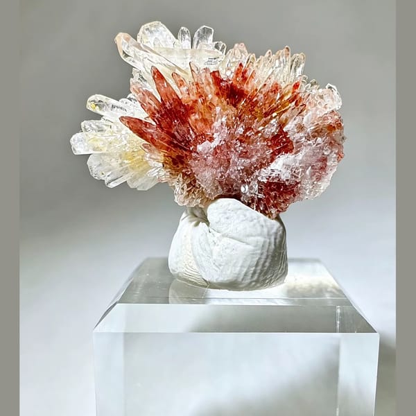 Small Creedite Flower with Orange Inclusions 1.8 cm — alternate view