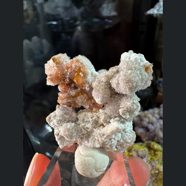 Pink-White Creedite Cluster 4.0 cm — alternate view