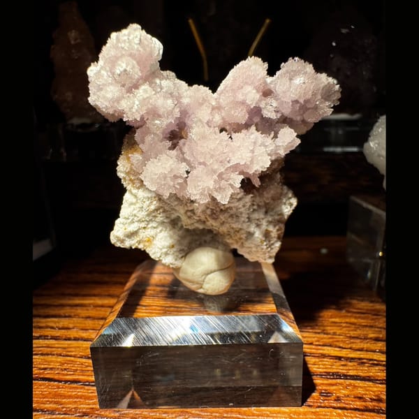 Pink-White Creedite Cluster 4.0 cm — alternate view