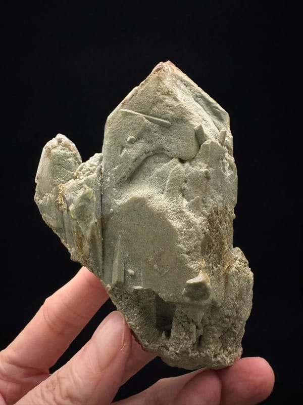 Green Phantom Quartz Cluster — Himalaya, Pakistan — side profile