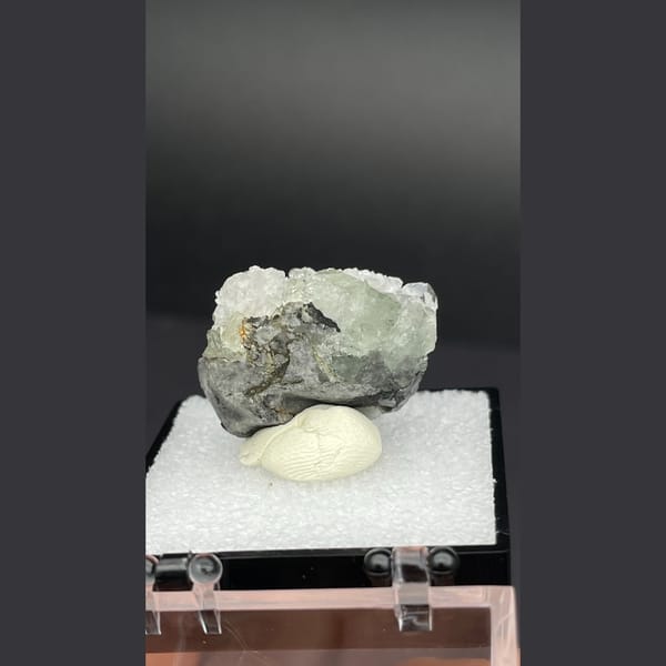 Pale green fluorite with bladed calcite from Hunan — alternate view