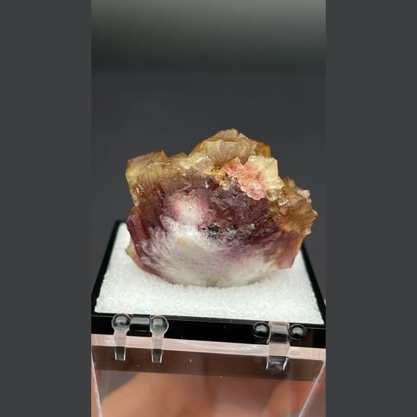 Amber brown fluorite cluster from Henan — detail view