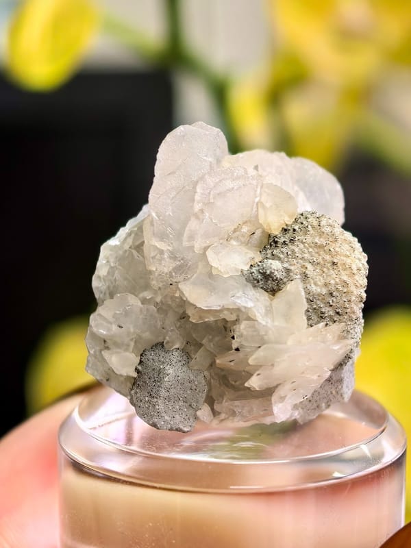 Petal Calcite with Quartz and Specularite — Inner Mongolia — individual mineral specimen view 2