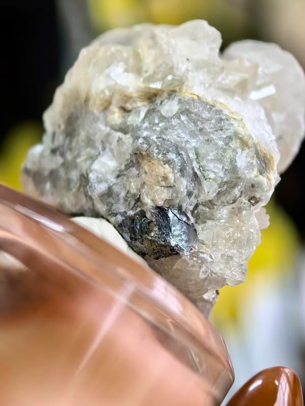 Petal Calcite with Quartz and Specularite — Inner Mongolia — mineral specimen view 3